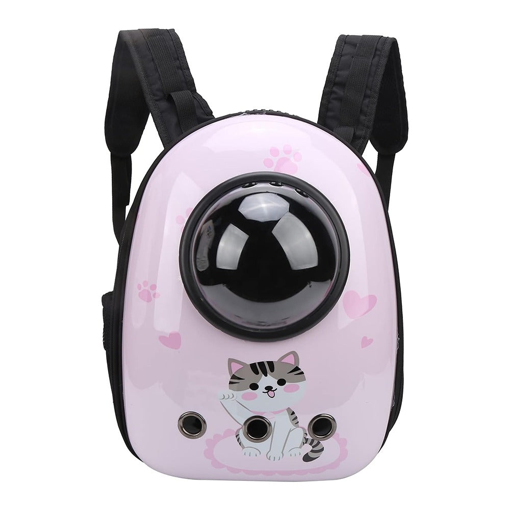 Malý zvierací batoh na nosenie, ružový s mačičkou-0