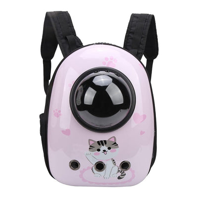 Malý zvierací batoh na nosenie, ružový s mačičkou-0