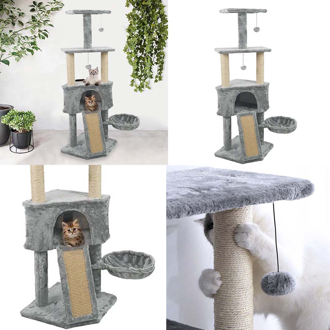 Škrabací strom pre mačky- sivý-2